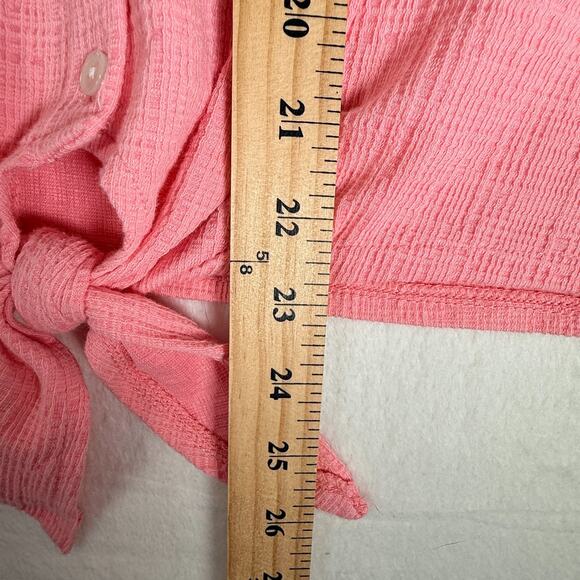 J Crew Size XL Pink V NeckTie Front Textured Stretch Boho Modern Bohemian Casual - Picture 7 of 7
